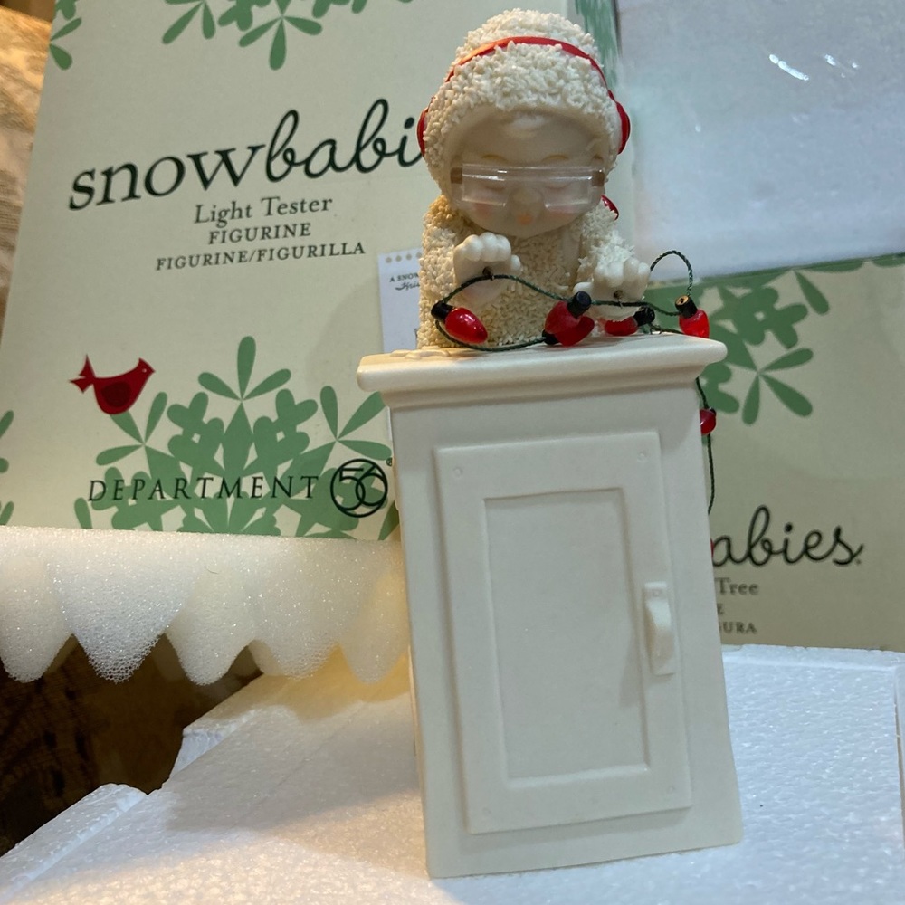 Department 56 Snow Babies “Light Tester” Porcelain Figurine. New in box.
